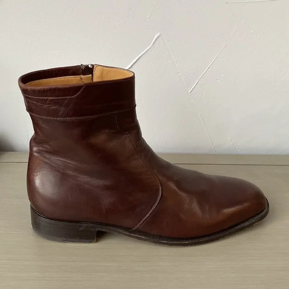 Nordstrom Mens Italian Made Soft Supple Leather Regalo Boots side Zip Size 11 - Picture 8 of 16